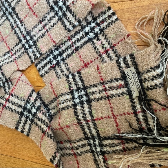 Burberry Beige and Black Plaid Accent Scarf, winter editions gold sparkles - Picture 1 of 4